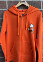 Brownie  New Era Cleveland Browns Womens Orange Primary Logo Brushed Fleece Long Sleeve Full Zip J..