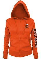New Era Cleveland Browns Womens Orange Primary Logo Two Hit Brushed Fleece Long Sleeve Full Zip Ja..
