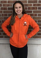 New Era Cleveland Browns Womens Orange Primary Logo Two Hit Brushed Fleece Long Sleeve Full Zip Ja..