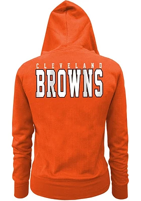 New Era Cleveland Browns Womens Orange Primary Logo Back Hit Brushed Fleece Long Sleeve Full Zip J..