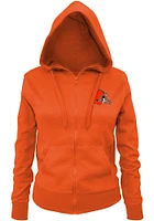 New Era Cleveland Browns Womens Orange Primary Logo Back Hit Brushed Fleece Long Sleeve Full Zip J..
