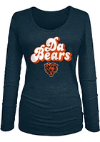 New Era Chicago Bears Womens Navy Blue Groovy Script LS Tee