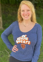 New Era Chicago Bears Womens Navy Blue Groovy Script LS Tee