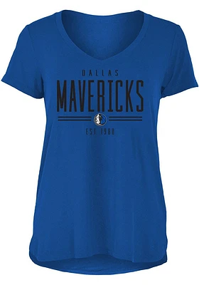 New Era Dallas Mavericks Womens Blue Relaxed V Design Short Sleeve T-Shirt