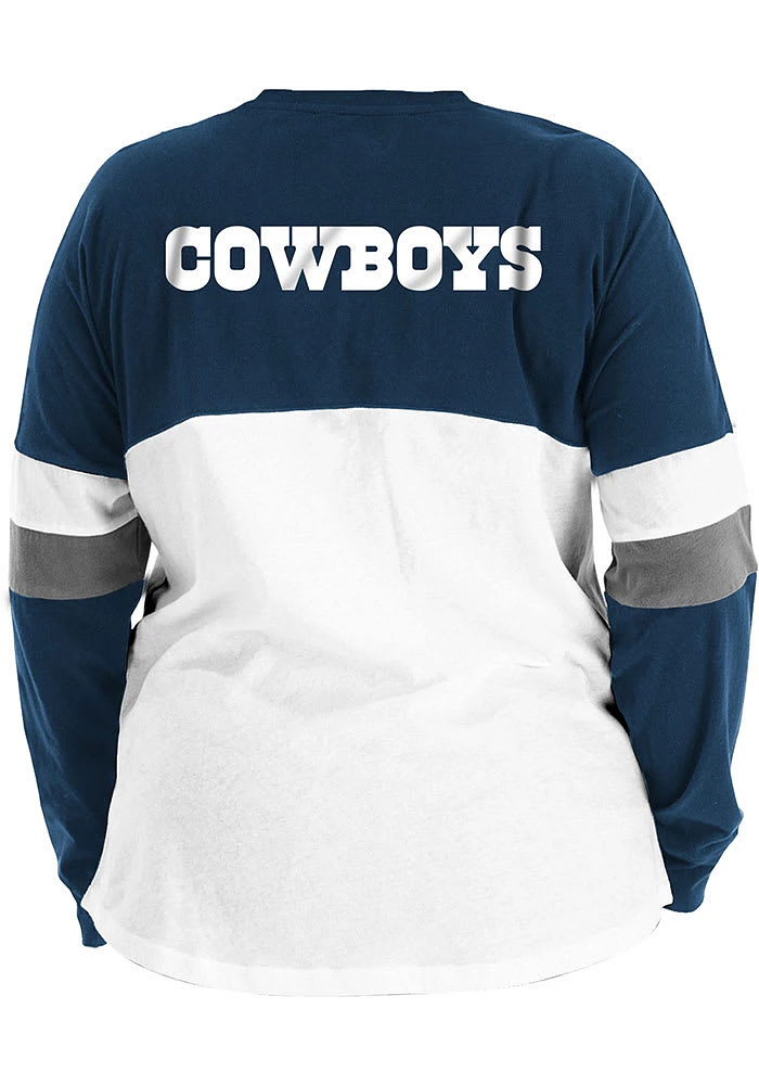 New Era Dallas Cowboys Womens White Lack Up Blocked LS Tee