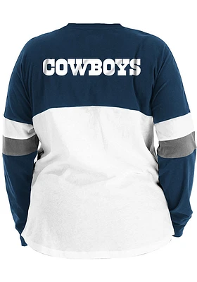 New Era Dallas Cowboys Womens White Lack Up Blocked LS Tee