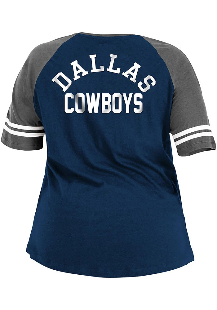 New Era Dallas Cowboys Womens Navy Blue Lace Up Raglan Style Short Sleeve T-Shirt