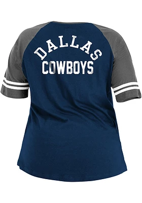 New Era Dallas Cowboys Womens Navy Blue Lace Up Raglan Style Short Sleeve T-Shirt