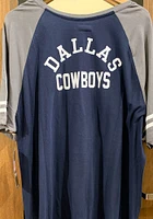 New Era Dallas Cowboys Womens Navy Blue Lace Up Raglan Style Short Sleeve T-Shirt