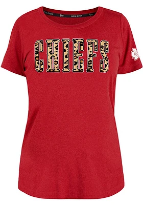 New Era Kansas City Chiefs Womens Red Cheetah T-Shirt