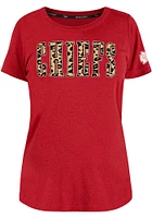 New Era Kansas City Chiefs Womens Red Cheetah T-Shirt