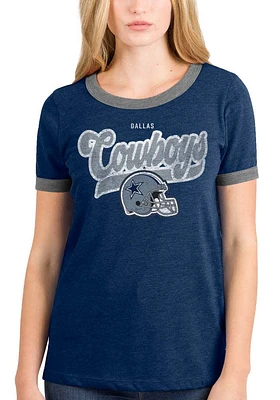 New Era Dallas Cowboys Womens Navy Blue Ringer Tank Top