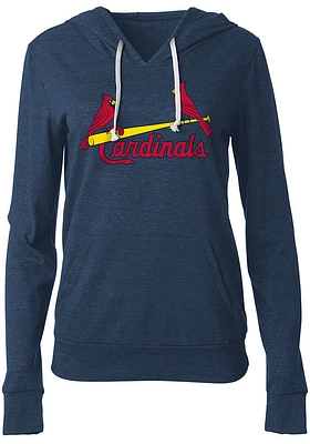 New Era St Louis Cardinals Womens Navy Blue Triblend Detail Hooded Sweatshirt