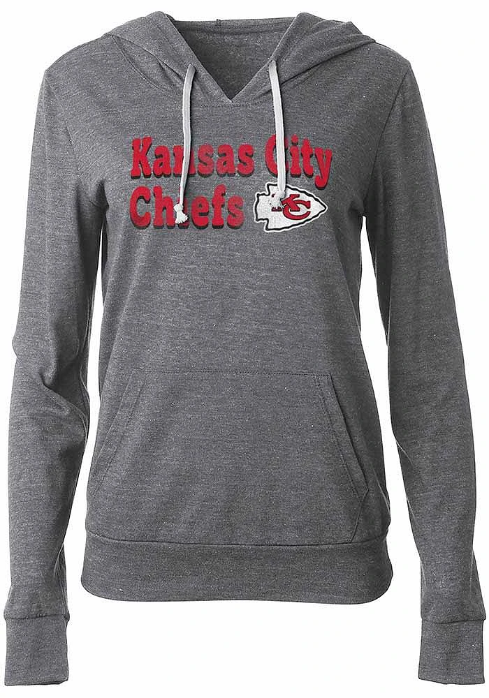 New Era Kansas City Chiefs Womens Grey Triblend Hooded Sweatshirt