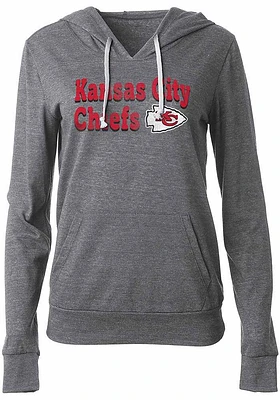 New Era Kansas City Chiefs Womens Grey Triblend Hooded Sweatshirt