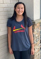 New Era St Louis Cardinals Womens Navy Blue Brushed T-Shirt
