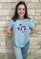 New Era Texas Rangers Womens Light Blue Brushed T-Shirt