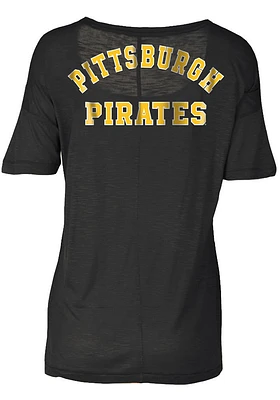 New Era Pittsburgh Pirates Womens Black Slub Detail Short Sleeve T-Shirt