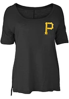 New Era Pittsburgh Pirates Womens Black Slub Detail Short Sleeve T-Shirt