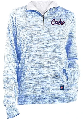 New Era Chicago Cubs Womens Light Blue Fleece Qtr Zip