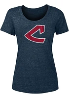 New Era Cleveland Guardians Womens Navy Blue Slub Short Sleeve T-Shirt