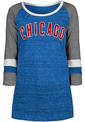 New Era Chicago Cubs Womens Blue Triblend LS Tee