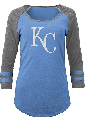 New Era Kansas City Royals Womens Blue Raglan LS Tee