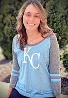 New Era Kansas City Royals Womens Blue Raglan LS Tee