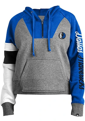 New Era Dallas Mavericks Womens Grey Colorblock Qtr Zip