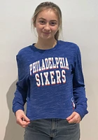New Era Philadelphia 76ers Womens Blue Space Dye LS Tee