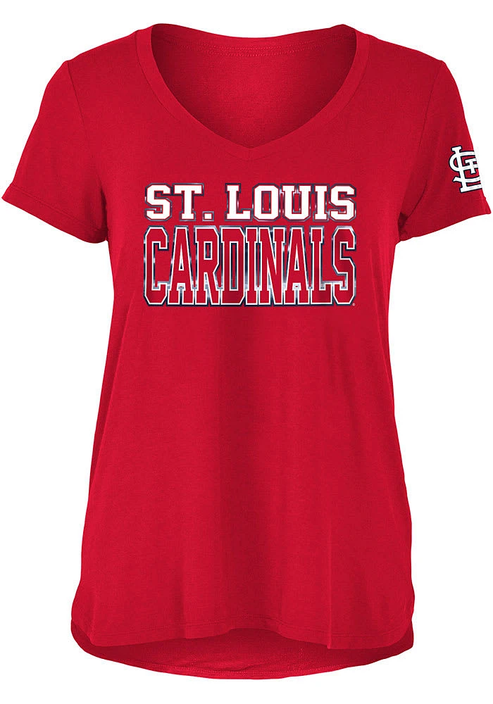 New Era St Louis Cardinals Womens Red Foil Short Sleeve T-Shirt