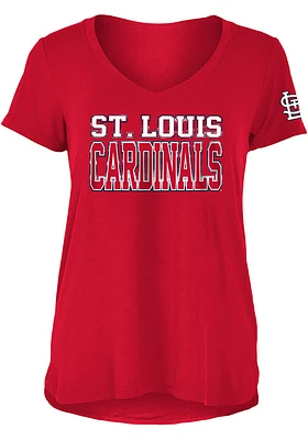 New Era St Louis Cardinals Womens Red Foil Short Sleeve T-Shirt