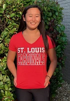 New Era St Louis Cardinals Womens Red Foil Short Sleeve T-Shirt