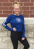 New Era Chicago Cubs Womens Blue Athletic Foil Crop Crew LS Tee