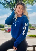 New Era Kansas City Royals Womens Blue Athletic Foil Crop Crew LS Tee