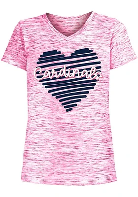 New Era St Louis Cardinals Girls Pink Drawn Heart Graphic Short Sleeve Fashion T-Shirt
