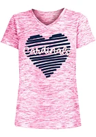 New Era St Louis Cardinals Girls Pink Drawn Heart Graphic Short Sleeve Fashion T-Shirt