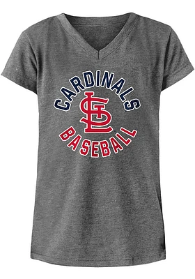 New Era St Louis Cardinals Girls Grey Circle Short Sleeve Fashion T-Shirt