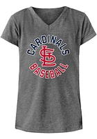 New Era St Louis Cardinals Girls Grey Circle Short Sleeve Fashion T-Shirt