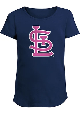 New Era St Louis Cardinals Girls Navy Blue Primary Logo Short Sleeve Tee