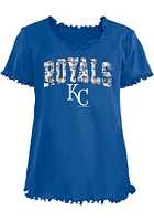 New Era Kansas City Royals Girls Blue Rainbow Sequin Short Sleeve Fashion T-Shirt