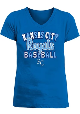 New Era Kansas City Royals Girls Blue Multi Font Short Sleeve Tee