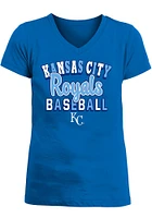 New Era Kansas City Royals Girls Blue Multi Font Short Sleeve Tee