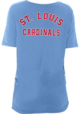 New Era St Louis Cardinals Womens Light Blue Cooperstown Rayon Slub Knot Scoop Short Sleeve T-Shir..