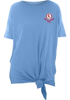 New Era St Louis Cardinals Womens Light Blue Cooperstown Rayon Slub Knot Scoop Short Sleeve T-Shir..