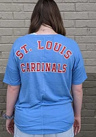 New Era St Louis Cardinals Womens Light Blue Cooperstown Rayon Slub Knot Scoop Short Sleeve T-Shir..