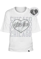 New Era Chicago White Sox Girls Flip Sequin Heart Short Sleeve Fashion T-Shirt