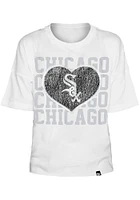 New Era Chicago White Sox Girls Flip Sequin Heart Short Sleeve Fashion T-Shirt