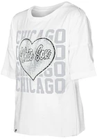 New Era Chicago White Sox Girls Flip Sequin Heart Short Sleeve Fashion T-Shirt