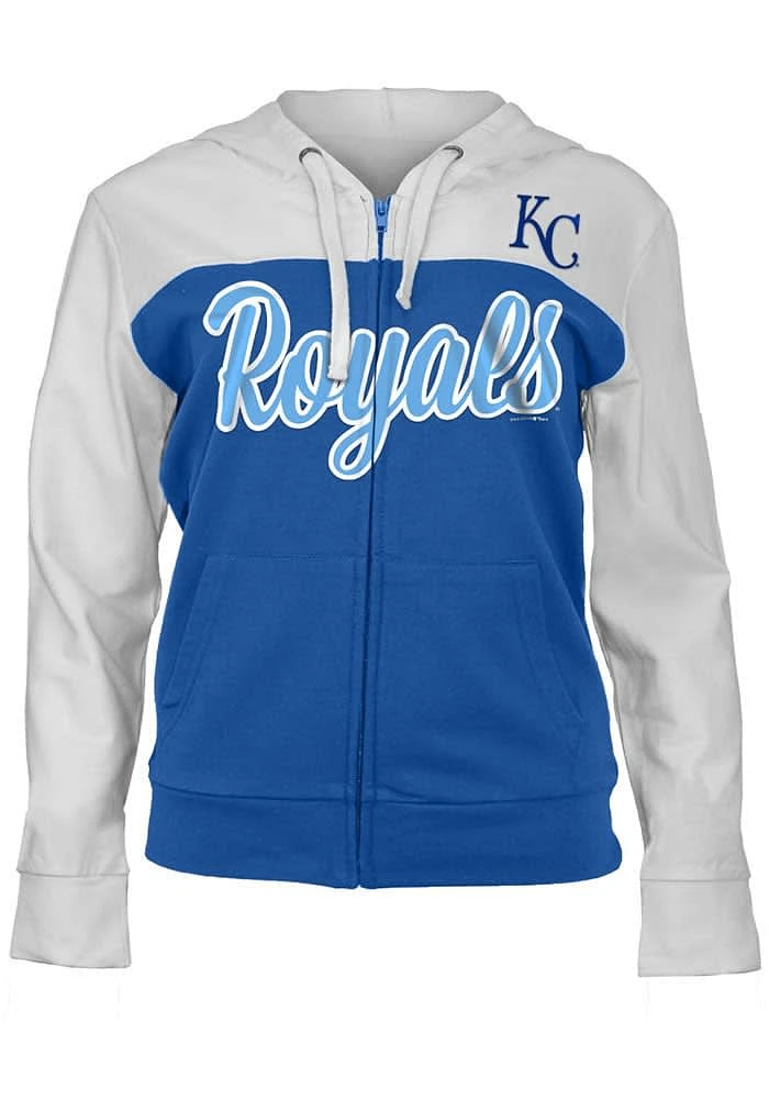 New Era Kansas City Royals Womens Blue Colorblock Long Sleeve Full Zip Jacket